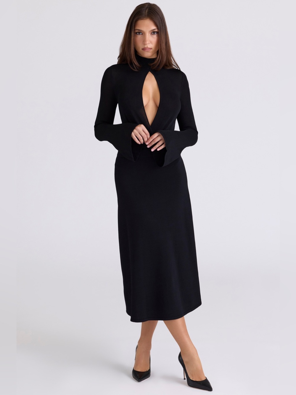 House of CB Lois Black Keyhole Bodysuit, Size Medium nwot - Picture 3 of 9